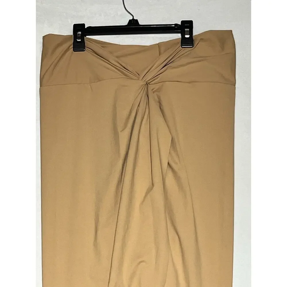 Skims Nude Ochre Sarong Swim Skirt Size XL Tan Stretch Wrap Tie Knot Cover Up